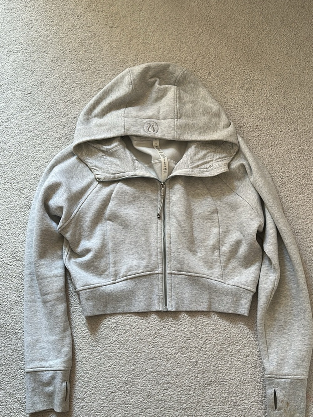 lululemon athletica Heather Gray Cropped Zip Hoodie Jacket